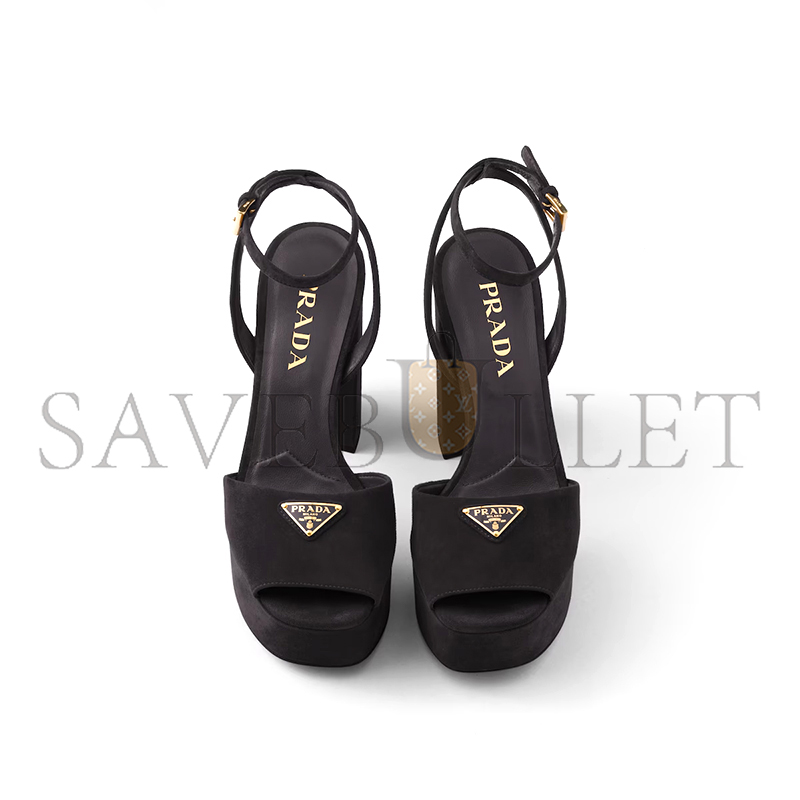 PRADA SUEDE PLATFORM SANDALS 1XP48B